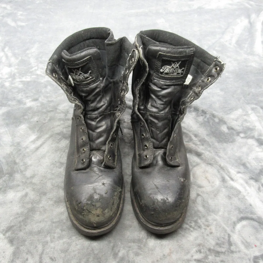 Thorogood Work Boots Mens‎ 13 W Black Leather Trooper Safety Toe EH PR Zip READ